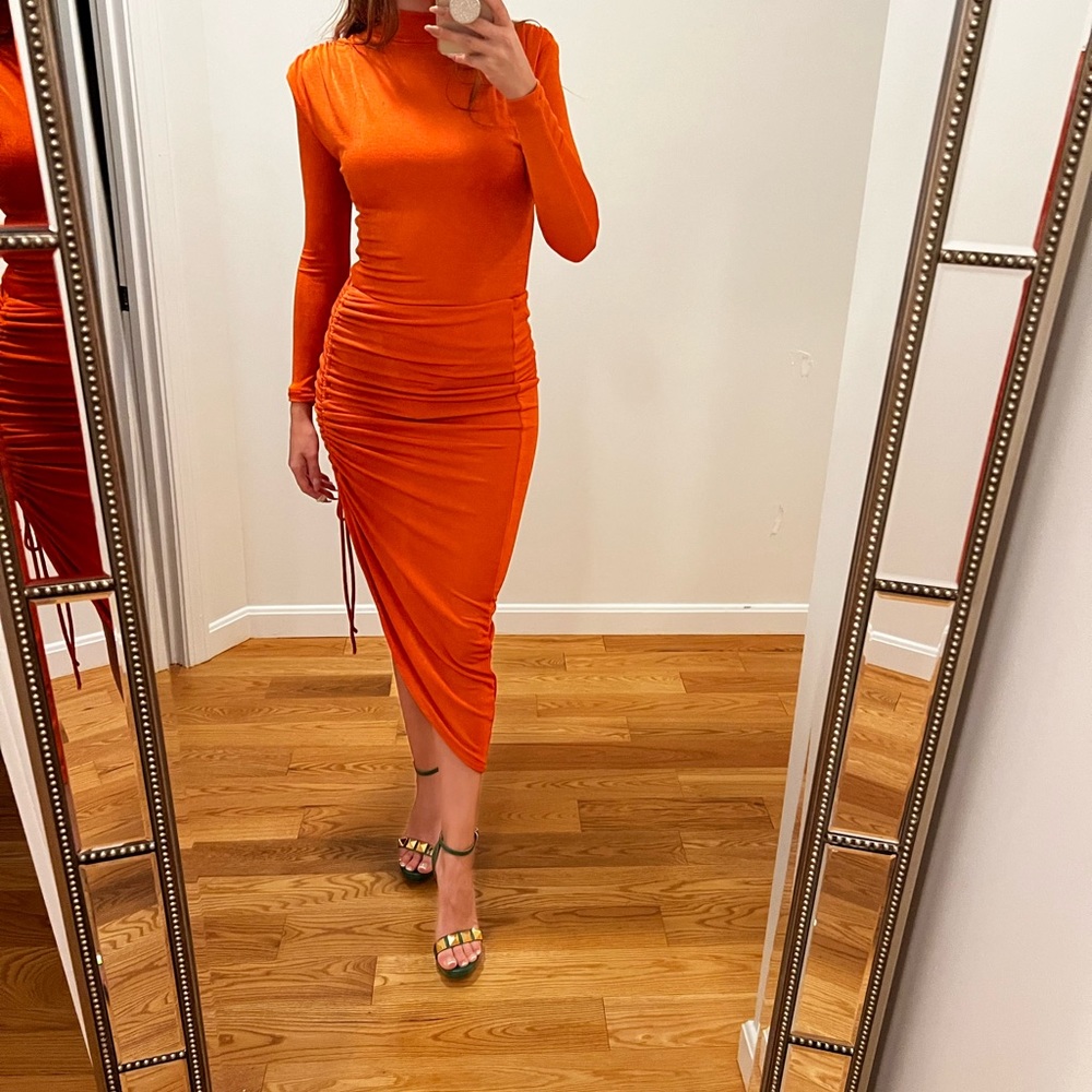 ORANGE KENZIA HIGH NECK BODYSUIT - Picture 2 of 7